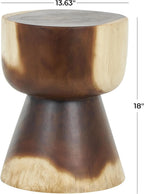 Deco 79 Wood Handmade Side End Accent Table Hourglass End Table with Natural Wood Grain, Side Table 14" x 14" x 18", Brown