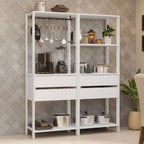 Madesa Kitchen Pantry Storage Rack with 4 Drawers, 5 Shelves and Hanging Space 55" L Multiuse Modular Cabinet for Kitchen Organization - White