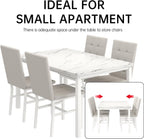 Hooseng Dining Room Table Set 5 Piece Dining Table Set Marble Dining Table 4 Chair Dining Table Set for Kitchen Living Room Breakfast Small Spaces (White)