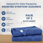 Casa Lino Bath Sheets Set Extra Large - 100% Cotton Extra Large Bath Towels - Highly Absorbent & Quick Dry Oversized Towels for Adults - 60" x 30" - Pack of 2 - (Cobalt Blue)