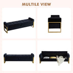 67" Storage Bench for Bedroom, King Size End of Bed Bench, Upholstered Storage Ottoman Bench with Golden Metal Legs, Bedroom Bench for Entryway, Black