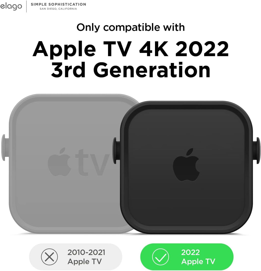 elago Apple TV Mount for Apple TV 4K 3rd Generation | 3 Mount Options (Magnet, Hang, Screw), Fit Size, Prevents overheating