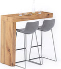 Mobili Fiver Evolution Tall Kitchen Bar Table Made in Italy | Space Saving, Wall-Mounted Counter Height Table for 2 | Breakfast Bar Table Top w/Cable Holder | Rustic Oak | 47,2 in x 15,7" in