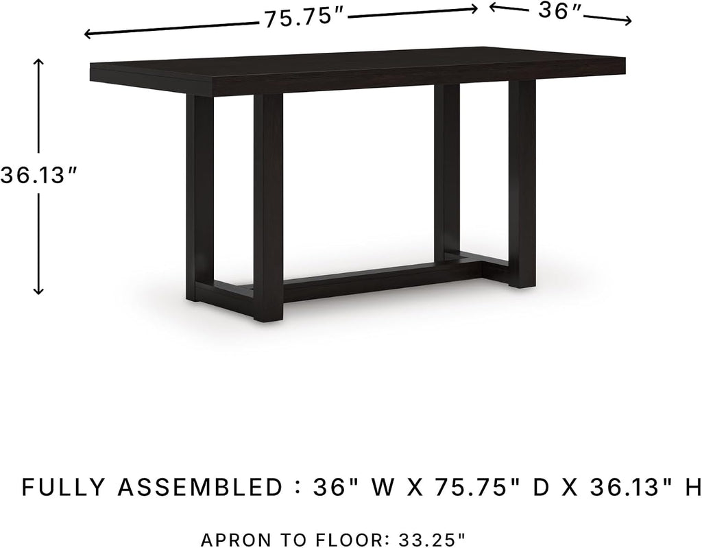 Signature Design by Ashley Neymorton Modern Counter Height Dining Table with Trestle Base, Thick Top Profile, Mango Veneer, Dark Brown Finish, Seats 4