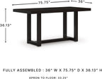 Signature Design by Ashley Neymorton Modern Counter Height Dining Table with Trestle Base, Thick Top Profile, Mango Veneer, Dark Brown Finish, Seats 4
