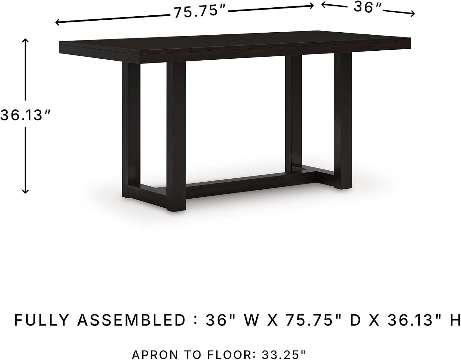 Signature Design by Ashley Neymorton Modern Counter Height Dining Table with Trestle Base, Thick Top Profile, Mango Veneer, Dark Brown Finish, Seats 4