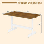 Giantex 55" Dining Table for 4-6, Farmhouse Kitchen Table with H-Shaped Rubber Wood Leg, Adjustable Foot Pads, Rectangular Wood Dinner Tables for Dining Room, Home Office, Living Room, Dinette