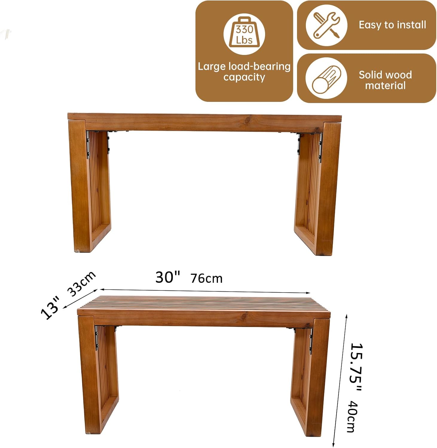 SwallowLiving 30 Inch Solid Wood Bench, Farmhouse Indoor Kitchen Dining Bench with Sturdy Construction, Multi-Purpose Backless Seat for Entryway, Outdoor Patio, Foot of Bed