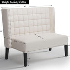 Andeworld Modern Loveseat Settee Bench Sofa Couch, Upholstered Banquette Dining Bench with Back for Dining Living Room Hallway or Entryway Seating,White