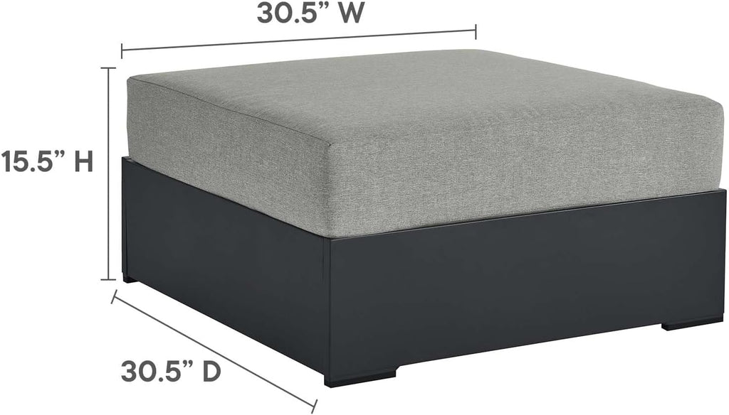Modway Tahoe Aluminum Ottoman Gray with Weather-Resistant Cushion-Ideal as Outdoor Footstool, Patio or Sunroom Furniture