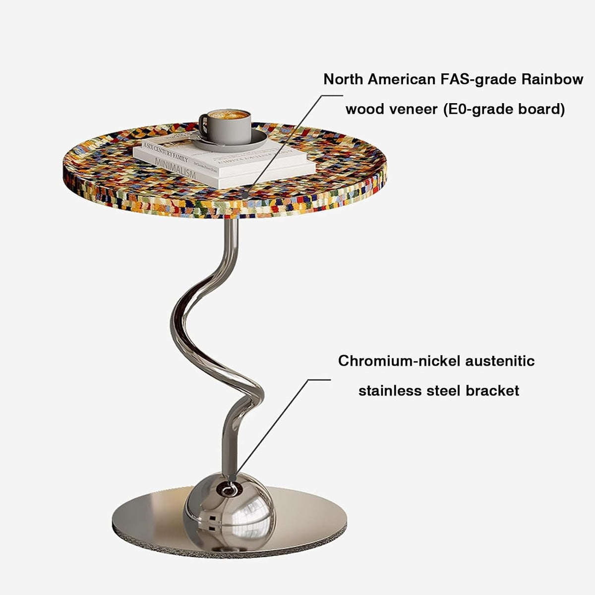 Bedside/Sofa Side Table – Shell-Style Accent Table (Suitable for Living Room, Balcony, or as a Coffee Table/Drum Stool)
