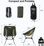 Wildhiker Lightweight Camping Chair – Folding Portable Chair for Adults, 2.16 lbs with Square Base and Carry Bag for Travel, Fishing, Motorcycle, Festival– Green