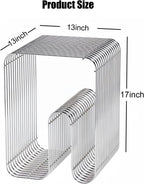 Metal Side Table, Metal End Table with Magazine Rack,Sofa Bedside Table for Small Space, Modern Nightstand with Storage Shelf for Living Room Bedroom(13x13x17inch), Silver