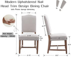 CIMOTA Mid Century Modern Dining Chairs Set of 6, Farmhouse Upholstered Dining Room Chairs Comfortable Kitchen Side Chairs with High Back/Natural Solid Wood Frame, Linen Beige