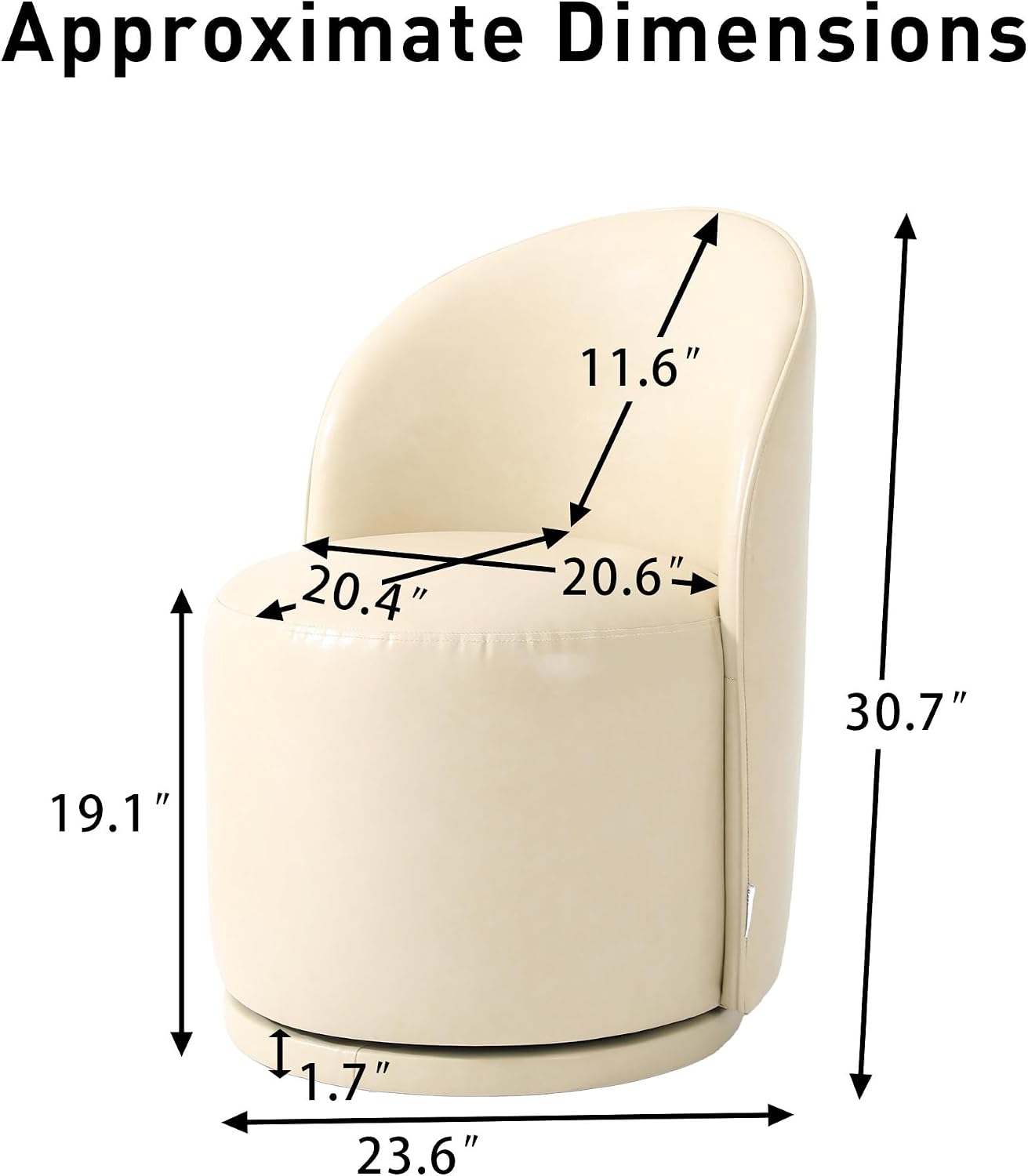 Swivel Barrel Dining Chairs, Upholstered Modern Accent Chair for Living Room, Bedroom, Makeup Vanity, Dining Room, Kitchen (Swivel Leather Cream, Set of 6)