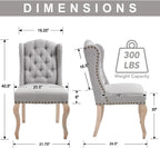 chairus Tufted Upholstered Parsons Dining Chairs Set of 6, Grey Linen | Linen Upholstery, Tufted Wingback, Solid Wood Legs, Nailhead Trim, High Back, French Country Kitchen Chairs for Dining Space