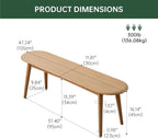 47'' 100% Solid Oak Wood Dining Bench,Rounded Corner Baguette Shape Chair Surface Design,Entryway Bedroom Bed End Bench (47.3inch, Natural Oak)