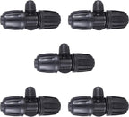 Locked Barbed Tee Connectors,1/2 Inch to 1/4 Inch Irrigation Tubing Fittings Kit for (1/2'' ID x 0.60''-0.63'' OD) 16mm Drip Tubing (10 Pcs Barbed Tee 3-Way)