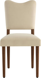 KISLOT Upholstered Dining Chairs Set of 4, Modern Velvet Kitchen Chairs with Solid Wood Legs, High Back Wooden Dining Room Chairs with Dark Walnut Color Legs for Farmhouse Kitchen Dining Room, Linen