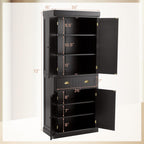 72" Kitchen Pantry Cabinet, Kitchen Cupboard with 2 Double-Doors Cabinet, Large Drawer, 4 Adjustable Shelves, Traditional Tall Storage Cabinets for Dining Room, Bathroom, Brown