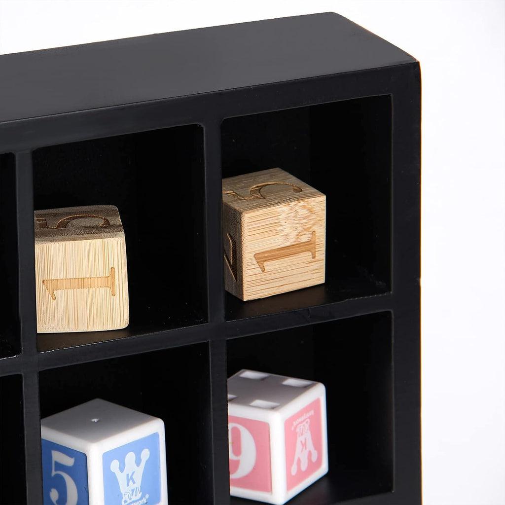 Black Shot Glass Display Case 18" x13" Solid Wood Wall Mounted Collection Cabinet 28 Slots Small Curio Cabinet Rack (No Door)