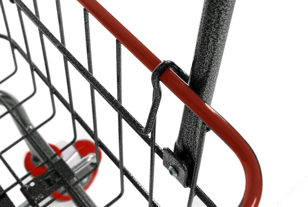 Rolling Laundry Cart with Wheels, Metal Wire Basket, Heavy Duty Utility Cart (RED)