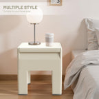 Modern Nightstand - Multifunctional Plastic Bedside Table with Storage Space, Side Table Easy Assembly for Bedroom, Dorm and Small Areas (14.2" D x 11.8" W x 15.78" H, Beige White)
