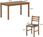 WiberWi Dining Table Set for 4, Solid Wood Kitchen Table and Chairs Set of 4, 43.3” Space-Saving Mid Century Modern Dining Room Table with Upholstered Chairs, Walnut