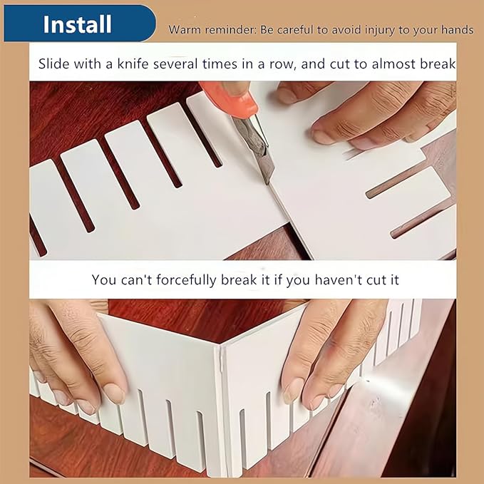 Drawer Divider,Adjustable Drawer Dividers Organizers for Baby Clothes, Underwear,Sock,Expandable Office Dresser Bathroom Desk Kitchen Separators Organizer (8 Pcs White)