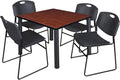 HomeStock Global Glam 42" Square Lounge Table Cherry/Black with 4 Nesting Chairs, Black - Ergonomic Breakroom Furniture Set for Staff Break Room, Tables & Chair, Breakroom Set