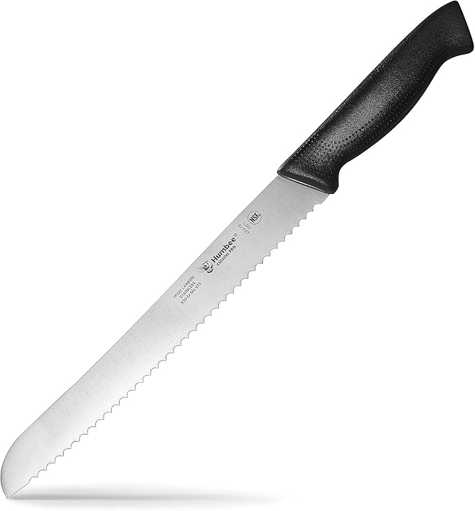 10 Inch Cuisine Pro Serrated Bread Knife, Premium Stainless Steel Wave Edge Razor Sharp Blade Knife for Bread, Dishwasher Safe, NSF Certified, Black
