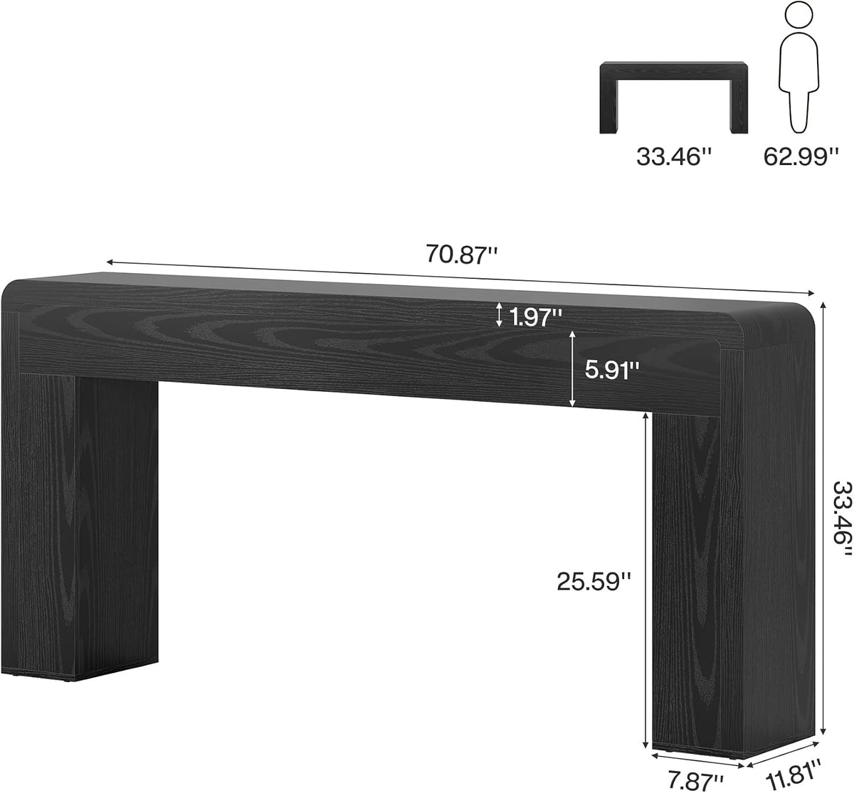 Tribesigns 70.9-Inch Extra Long Console Table | Rustic Wooden Sofa Table Behind Couch, Farmhouse Entryway Console for Living Room, Entryway, Hallway, Foyer (Black)