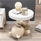 Bear Statue Side Table, Modern Sofa Table, Resin Sculpture Bedside Table, Home Decor, Cute Bedroom Decor, Accent Table for Living Room(Brown)