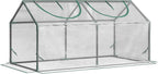 Outsunny 4' x 2' x 2' Portable Mini Greenhouse, Small Green House with PVC Cover, Roll-up Zippered Windows for Indoor, Outdoor Garden, Clear