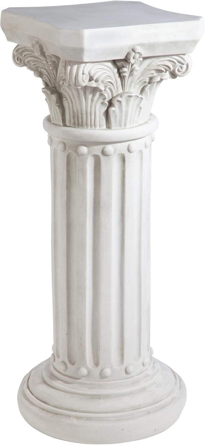 Design Toscano Athena Corinthian Furniture Pedestal Column Plant Stand, 16 Inches Wide, 16 Inches Deep, 33 Inches High, Handcast Polyresin, Antique Stone Finish