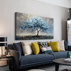 MHARTK66 Canvas Wall Art For Living Room Farmhouse Wall Decor For Bedroom Office Decorations Gray Wall Paintings Blue Tree Landscape Pictures Artwork Ready to Hang for Home Decor art 40"X20"