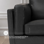 Valencia Artisan Full Leather Loveseat Sofa 66”| Pure Full Italian Nappa Leather Couch, Solid Wood Accent, Ultimate Comfort, Black