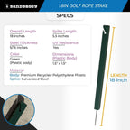 18" Golf Rope Stake - Square Stake (UV Resistant) - Sandbaggy (18-inch, 45, Count)