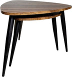 2pc Contemporary Nesting Tables Metal and Solid Wood Natural Black | Space-saving nesting design with metal and solid wood construction