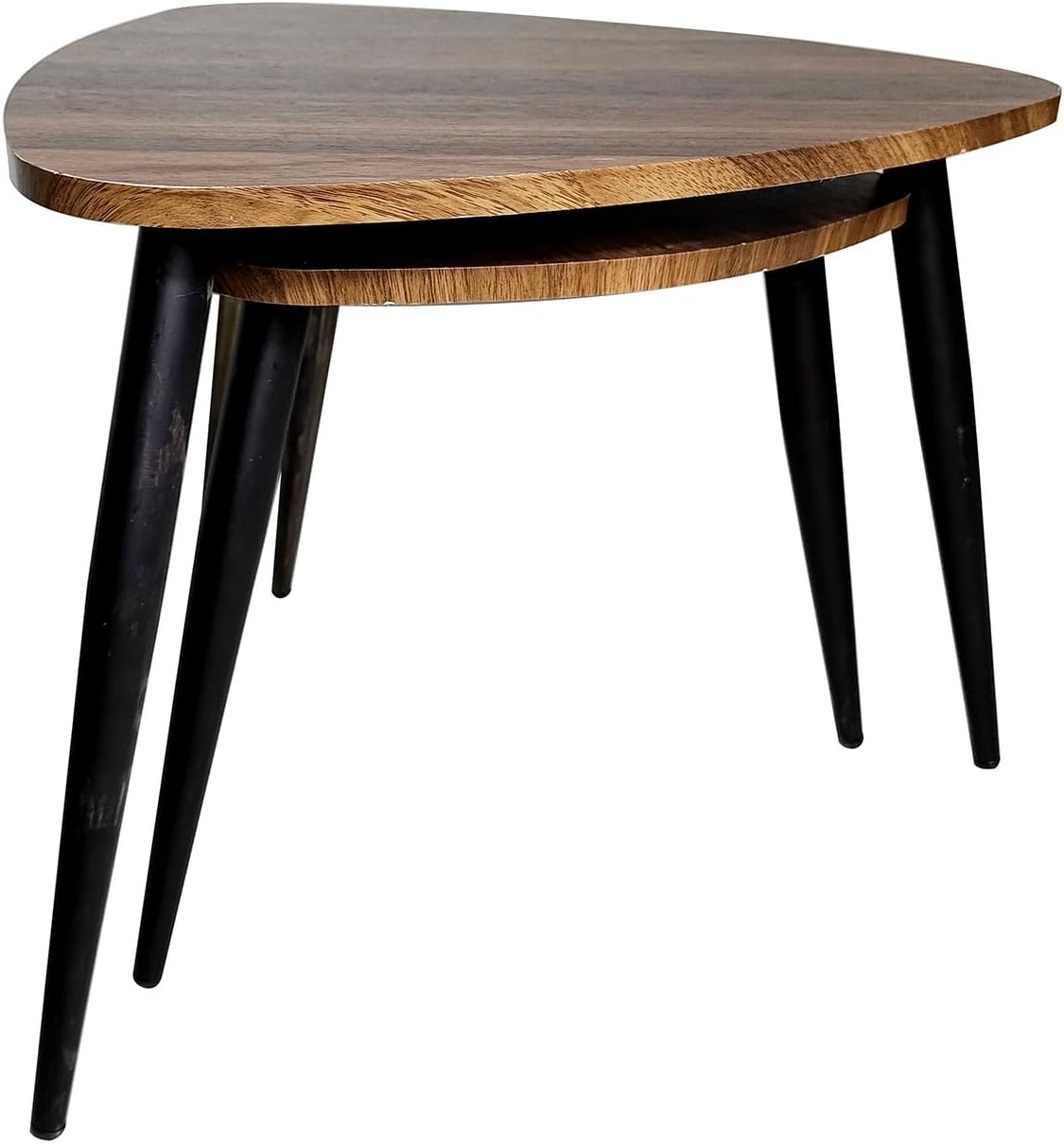 2pc Contemporary Nesting Tables Metal and Solid Wood Natural Black | Space-saving nesting design with metal and solid wood construction