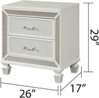 Crystal Modern Style 2-Drawer Nightstand Made White,for Small Spaces