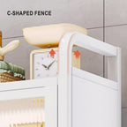 Kitchen Cabinets with Countertop, 15 * 15mm Thick Carbon Steel Square Tube, Glass Panel Hole Board Design Pantry, for Kitchen, Living, Study Room(White,80cm*42cm*154cm)