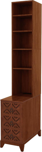 KEIKI End Table with 3 Drawers, Corner Table with 4 Open Shelves, Tall Side Table for Living Room, Bedroom and Corner