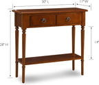 Leick Home Coastal Console Table, Solid Wood, with Drawer and Shelf, for Entryways, Hallways, and Living Rooms, Pecan Brown, 20027-PC