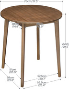 HOOBRO Bamboo Dining Table, Round Dining Table for 2, 27.5" Kitchen Table for Small Space, Writing Table, Easy to Assemble, for Dining Room, Living Room, Office, Kitchen, Apartment, Brown BR71CZ01G1