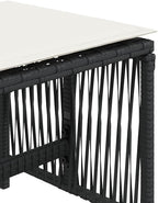 Poly Rattan Garden Stool Set of 4 Black Cream