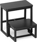 Step Stool for Adults,Holds up to 500Lb,3 in1 Heavy Duty Sturdy Two Step Stool for Kichen/Bathroom/High beds, Wooden&Metal Frame, Non-Slip Pads