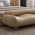 Modern High-end Wavy Bedroom Bed End Stool with Backrest Spring Bedside Couch Sofa Long Bench Entryway(Gris)