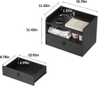 Floating Nightstand Set of 2 Modern Night Stands with Drawer and Open Shelf | Cubby Small Bedside End Table with Charging Station Wall Mounted Nightstands Set 2 for Bedroom Black