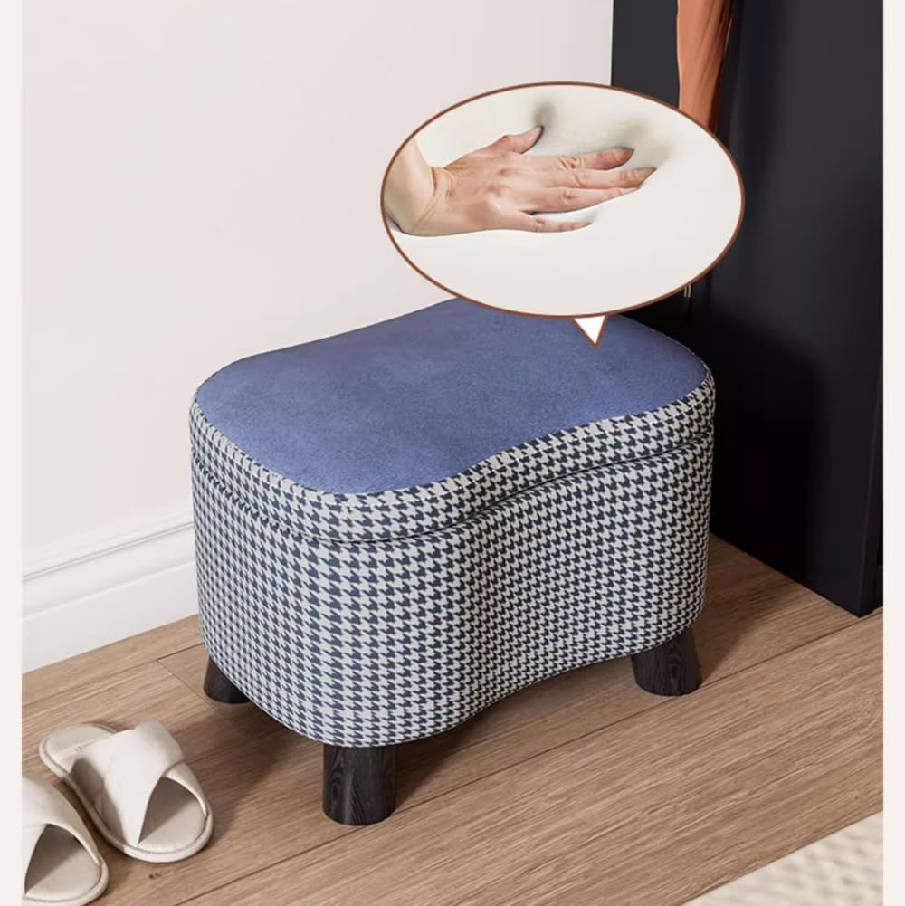 Storage Ottoman with Removable Cover,Soft Foot Rest Stool Upholstered Padded Seat with Large Storage Space,Shoes Changing Stool for Living Room Entryway (Beige)